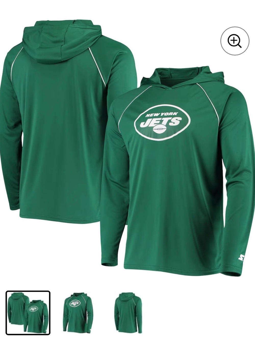 STARTER Green New York Jets Lightweight Hooded Shirt Jacket